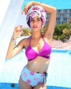 Nicolita Swimwear - New! Knotty Wrap Twist Reversible Bikini Top In Riviera Romance/purple
