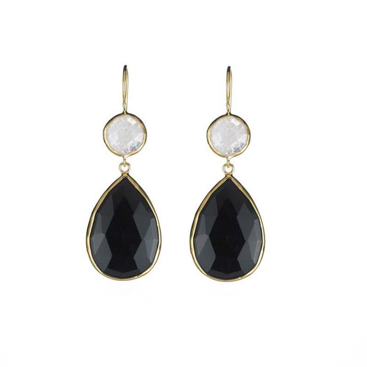 Margaret Elizabeth - 2 Stone Drops Moonstone & Black Onyx