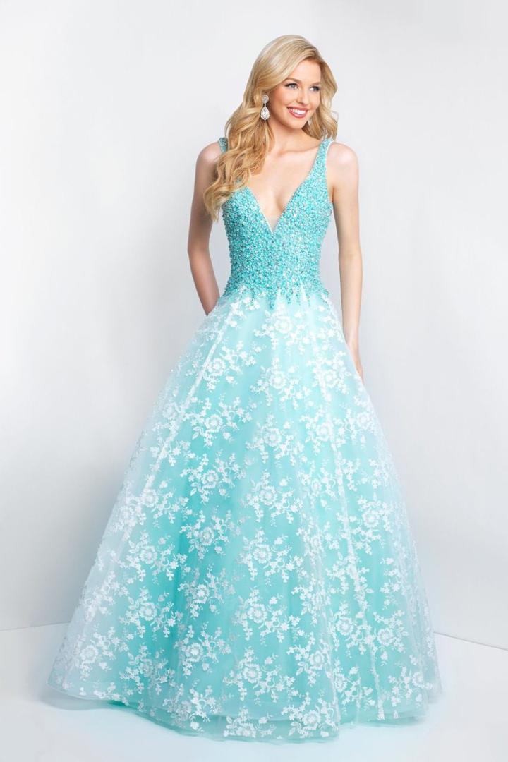 Intrigue - 418 Embellished Deep V-neck Ballgown