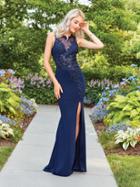 Clarisse - 3572 Lace Illusion Jewel Sheath Dress