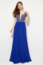 Angela And Alison - 81081 Embellished Deep V-neck A-line Dress