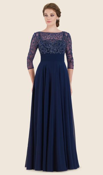 Rina Di Montella - Rd2614 Quarter Sleeve Illusion Beaded Empire Dress