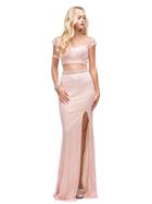Dancing Queen - Alluring Two-piece Off-shoulder Long Dress 9818