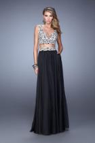 La Femme - 21342 Two Piece Deep V-neck A-line Dress