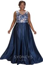 Sydney's Closet - Illusion Boat Neckline A-line Satin Dress Sc7221