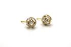 Tresor Collection - Rainbow Moonstone Origami Sphere Ball Stud Earring In 18k Yellow Gold