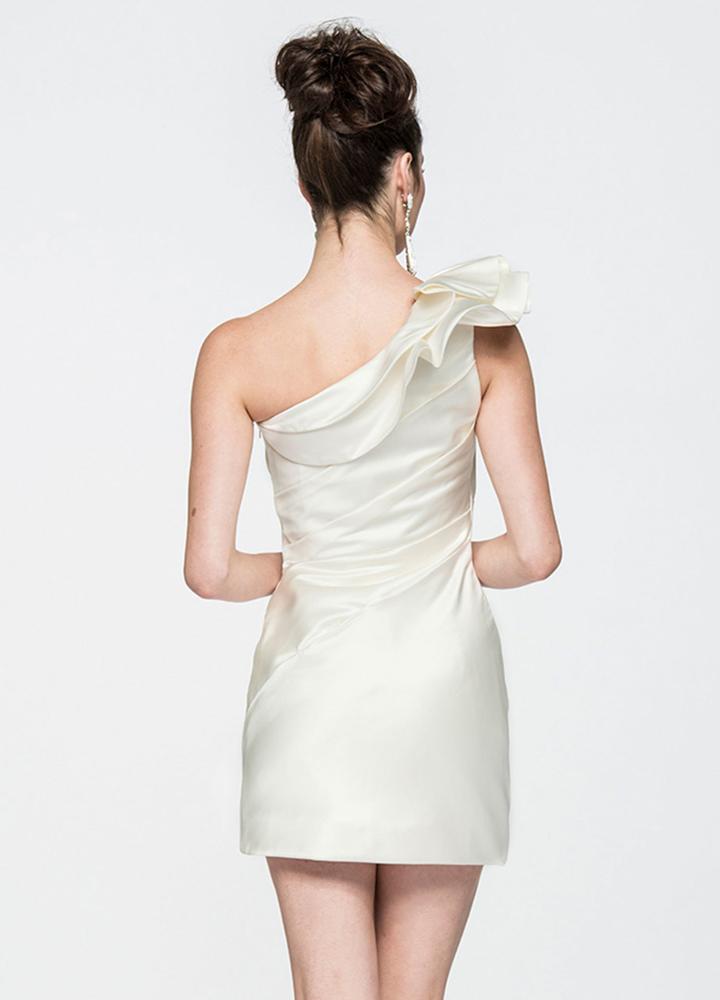 Ashley Lauren - 4005 Ruffled One Shoulder Pleated Sheath Dress