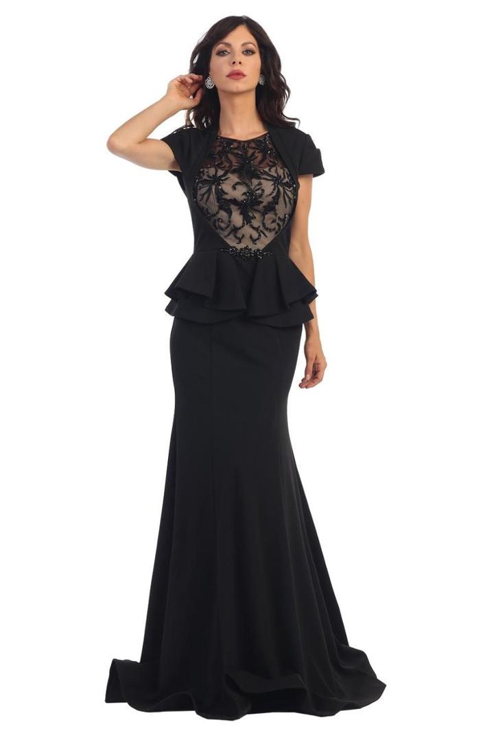 May Queen - Elegant Long Short Sleeve Mermaid Dress Rq7356