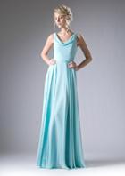 Cinderella Divine - Sleeveless Cowl Neck Draping Chiffon Gown