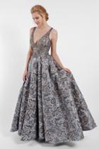 Terani Couture - 1721e4145 Deep V-neck Ballgown