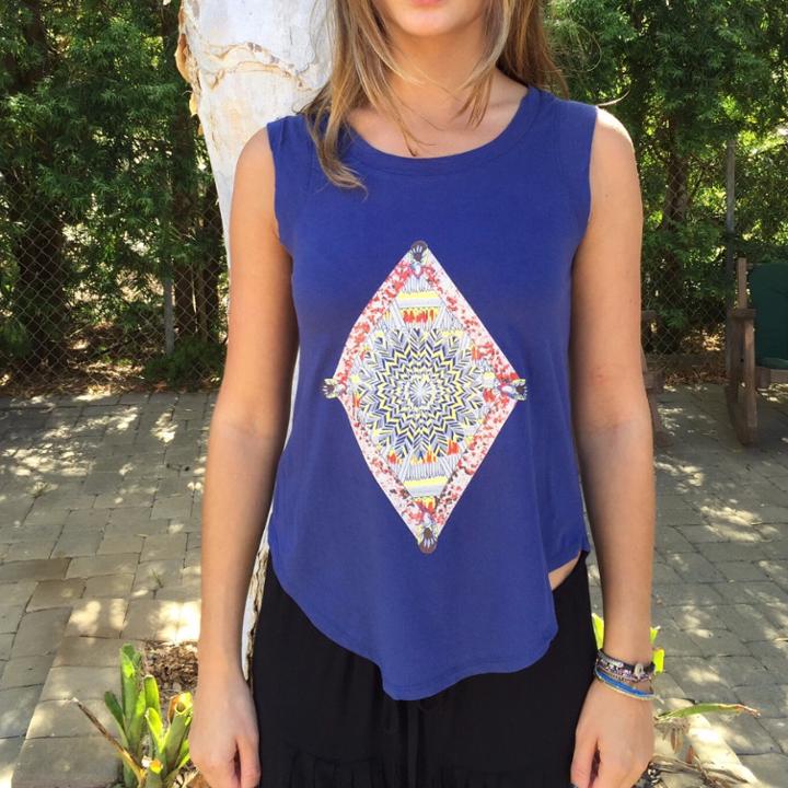 Mandala Rocker Tank In Navy