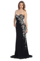 Dazzling Crystals Sweetheart Sheath Long Gown