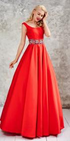 Angela And Alison - Radiant Bateau A-line Long Evening Gown 771081