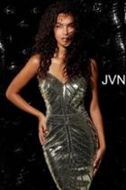 Jovani - Jvn64156 Short Sequined V-neck Fitted Dress