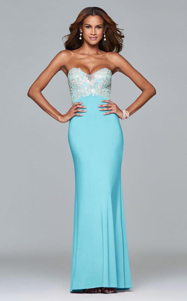 Faviana - S7715e Strapless Embroidered Evening Dress
