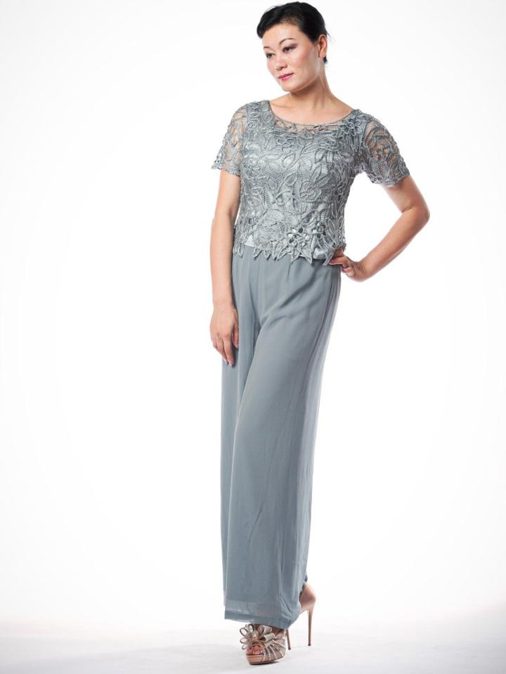 Soulmates - C80603 Beaded Short Sleeve Top With Pants