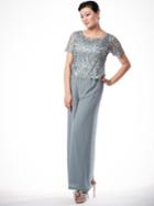 Soulmates - C80603 Beaded Short Sleeve Top With Pants