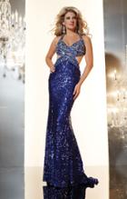 Panoply - 14621 Sparkling Halter Gown With Side Cutouts