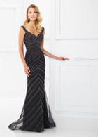 Montage By Mon Cheri - 118985 Wide Neck Fully Beaded Evening Gown