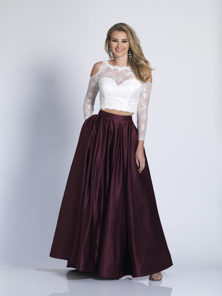 Dave & Johnny - 3291 Two-piece Long Sleeve Lace A-line Gown