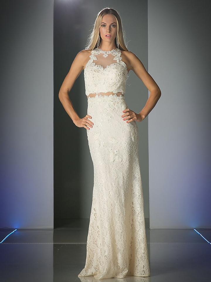 Cinderella Divine - Illusion Lace Appliqued Sheath Gown