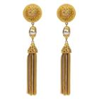 Ben-amun - Gold & Pearl Medallion Clip On Earrings With Gold Tassel
