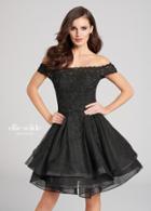 Ellie Wilde - Ew21811s Scalloped Off Shoulder A-line Cocktail Dress