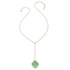 Heather Hawkins - Bar Chain Y Necklace In Fluorite Cube