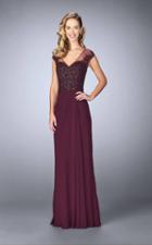 La Femme - 23316 Beaded Illusion V-neck Sheath Dress