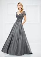 Montage By Mon Cheri - 217953w Short Sleeve Beaded Satin Gown