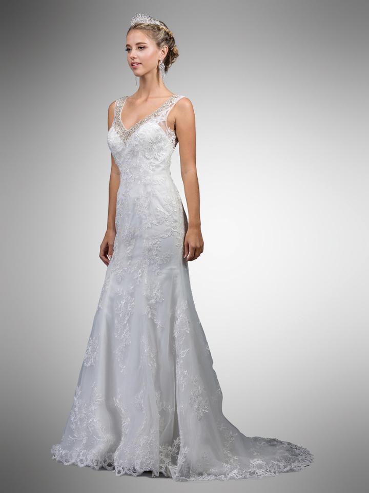 Dancing Queen - 44 Lace Embroidered Sheer Bridal Dress