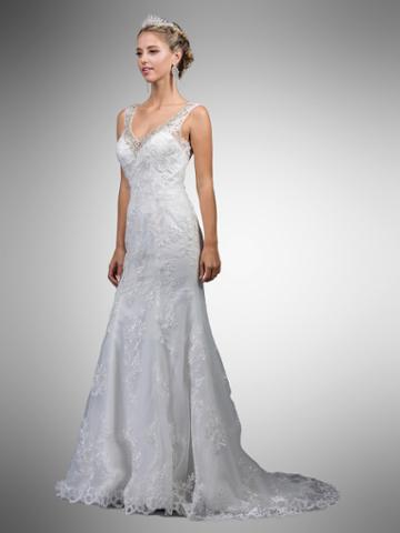 Dancing Queen - 44 Lace Embroidered Sheer Bridal Dress