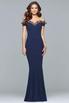 Faviana - S10097 Ruffled Organza Off Shoulder Evening Gown