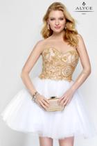 Alyce Paris - 3690 Short Dress In White Gold