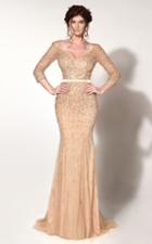 Mnm Couture - Embellished V-neck Trumpet Dress 0767w