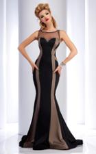 Clarisse - 4737 Fitted Sheer Striped Trumpet Gown