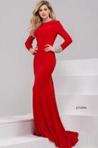 Jovani - Beaded High Collar Jersey Gown 50337