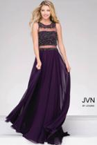 Jovani - Embellished Illusion Bodice Chiffon Dress Jvn47720
