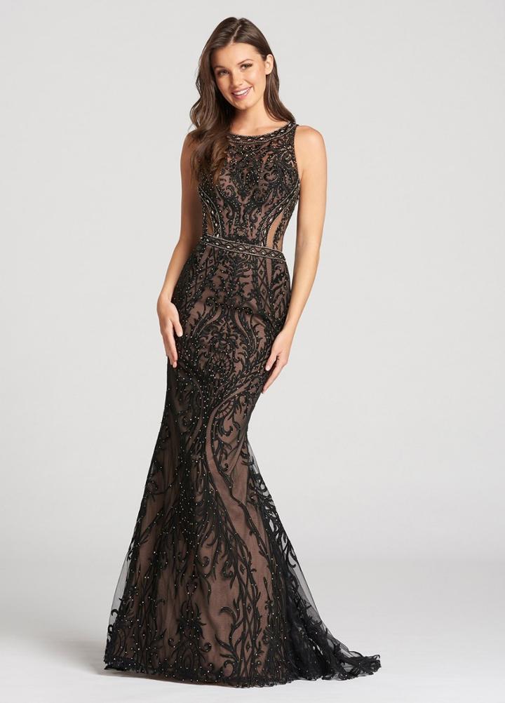 Ellie Wilde - Ew118134 Beaded Bateau Fitted Dress