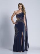 Dave & Johnny - 3493 Embellished One Shoulder Sheath Dress