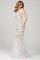 Jovani - 24200 Floral Applique Sheath Dress