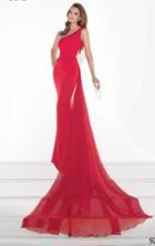 Tarik Ediz - Asymmetrical Neck Sheath Gown 92823