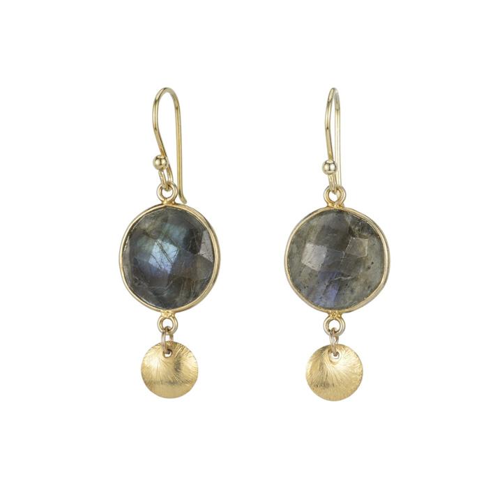 Ashley Schenkein Jewelry - Boulder Gemstone Brushed Disc Earrings