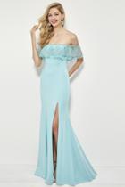 Angela And Alison - 81135 Ruffled Off-shoulder Sheath Gown