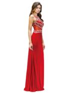 Long Sleeveless Illusion Prom Dress