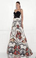 Tarik Ediz - Lace Floral Printed Satin Gown 92769