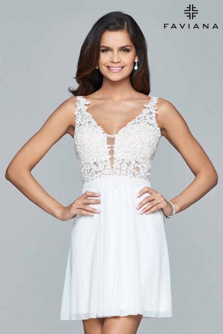 Faviana - Beaded Lace Cocktail Dress 8070
