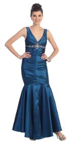 May Queen - Fabulous Bejeweled V-neck Mermaid Dress Mq774