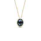 Tresor Collection - Blue Sapphire Pendant With Diamond Pave All Around In 18k Yellow Gold