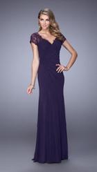 La Femme - 21690 Ruched V-neck Sheath Dress
